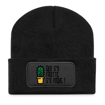 Qui s'y frotte s'y pique / Humour Caractère Raler - Beanie recyclé à patch - noir - Devant