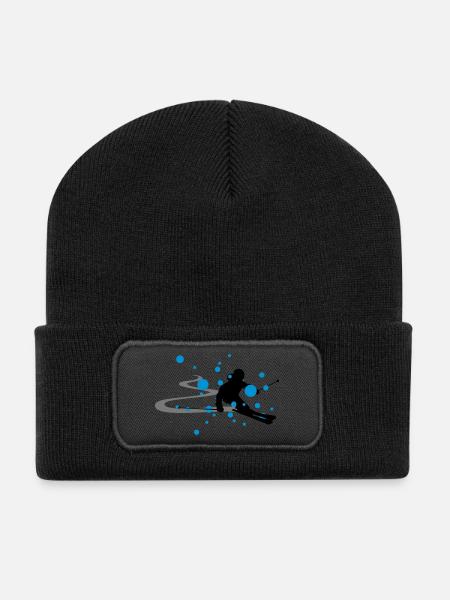 Winter - Skifahrer - Recycelte Patch Beanie - Schwarz