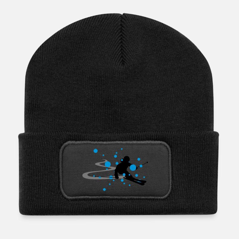 Winter - Skifahrer - Recycelte Patch Beanie - Schwarz