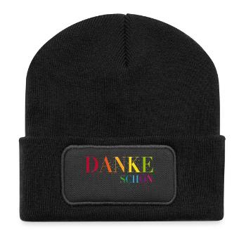 Ein Herzliches Dankeschön sagen - Recycelte Patch Beanie - Schwarz - Vorne