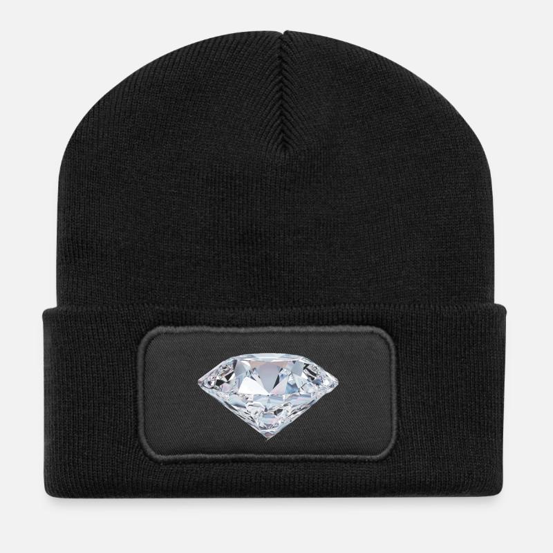 Diamant - Recycelte Patch Beanie - Schwarz