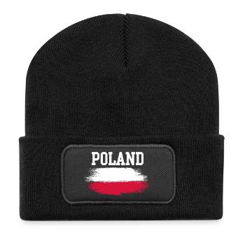 Typographie du drapeau du pinceau polonais - Beanie recyclé à patch - noir - Devant