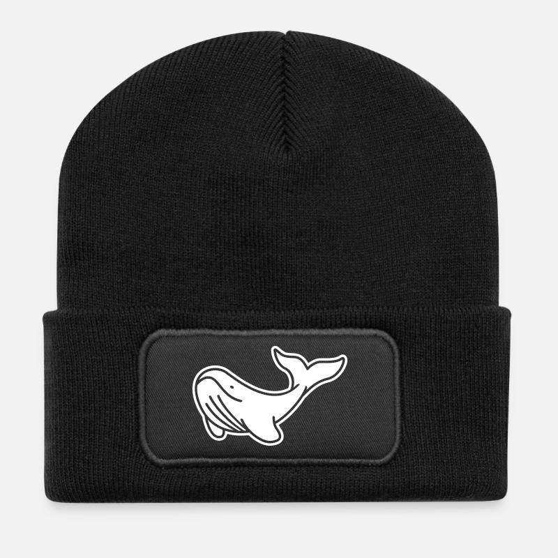 Baleine majestueuse – Design Océan & Bien-être Animal - Beanie recyclé à patch - noir