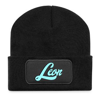 Leon Name Luminous Leo Motif for Animal Lovers - Recycled Patch Beanie - black - Front