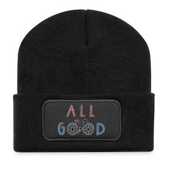 Biker Fahrrad Biker Statement - Recycelte Patch Beanie - Schwarz - Vorne