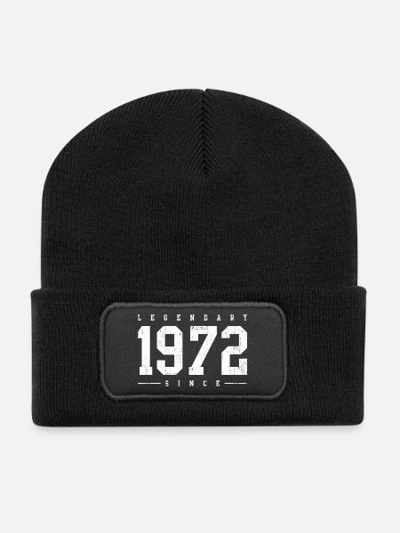 Legendary 1972 Vintage Typography - Recycled Patch Beanie - black