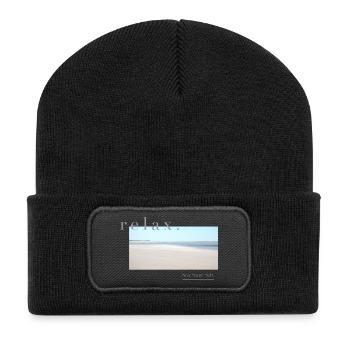 Relax – Sea Sand Salt - Recycelte Patch Beanie - Schwarz - Vorne