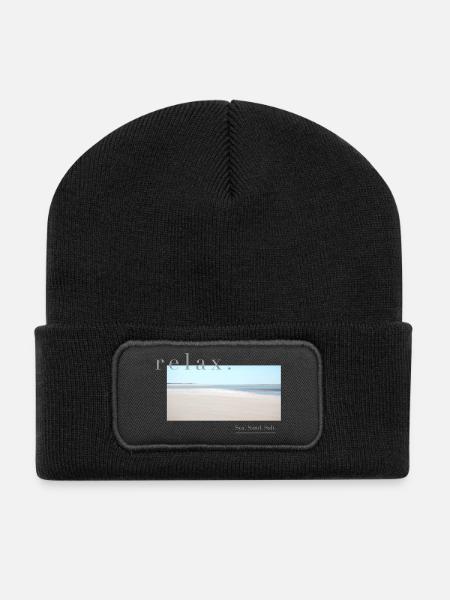 Relax – Sea Sand Salt - Recycelte Patch Beanie - Schwarz