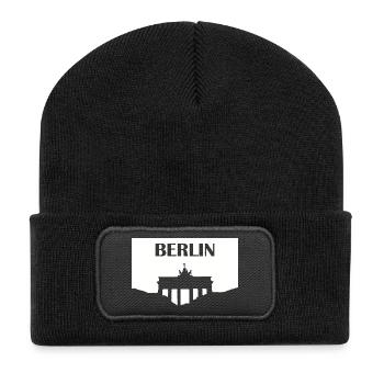 Porte de Brandebourg de Berlin blanc - Beanie recyclé à patch - noir - Devant
