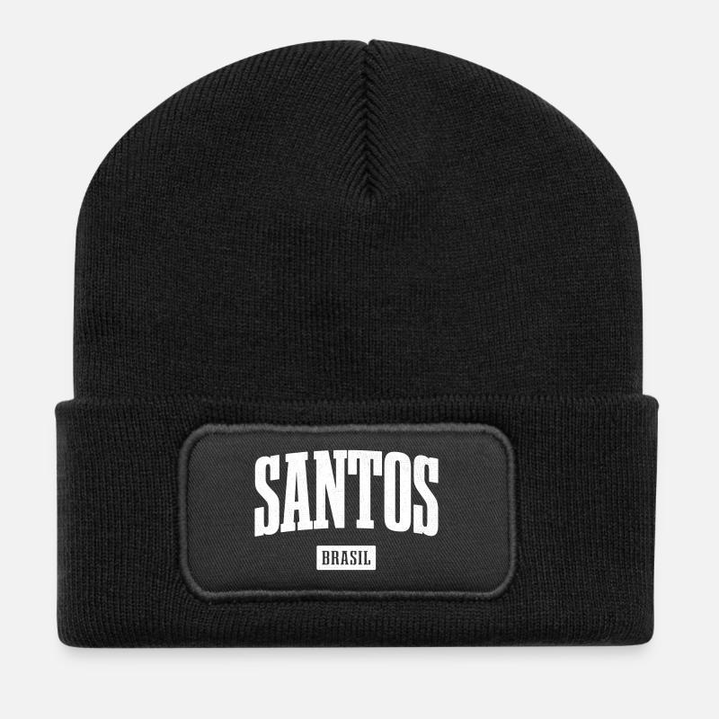 Santos Brasil Schriftzug Contrast - Recycelte Patch Beanie - Schwarz