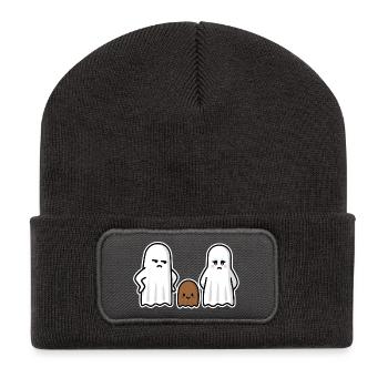 Lustiges Halloween Ehebruch Gespenst Bastard baby - Recycelte Patch Beanie - Dunkelgrau - Vorne