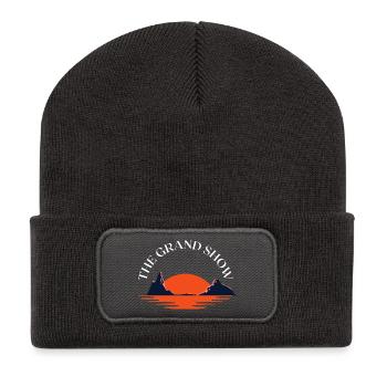 Der große Show-Sonnenuntergangsrücken - Recycelte Patch Beanie - Dunkelgrau - Vorne