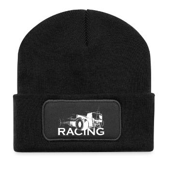 racing Auto Illustration Symbol Logo icon Grafik - Recycelte Patch Beanie - Schwarz - Vorne