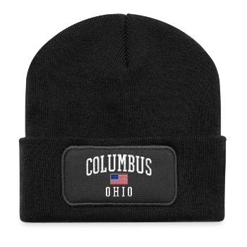 Columbus Ohio Emblem with U.S. Flag - Recycled Patch Beanie - black - Front
