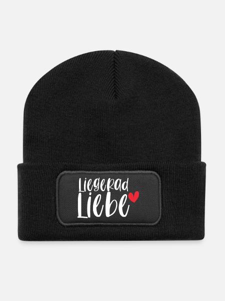Fahrrad Liegerad Liebe Radsport Sport Geschenk - Recycelte Patch Beanie - Schwarz