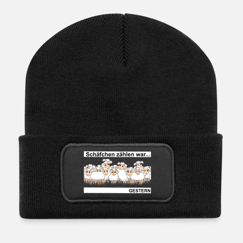 Schäfchen zählen - Recycelte Patch Beanie - Schwarz