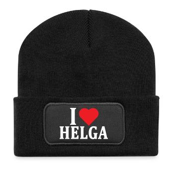 T-Shirt Ich liebe Helga T-Shirt Geschenkidee - Recycelte Patch Beanie - Schwarz - Vorne