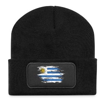 Uruguay Flagge used - Recycelte Patch Beanie - Schwarz - Vorne