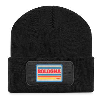Bologna Italia Vintage Streifen - Recycelte Patch Beanie - Schwarz - Vorne