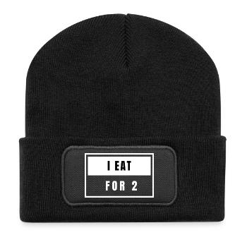 I Eat For 2 — Pregnancy Humor - Recycled Patch Beanie - black - Front