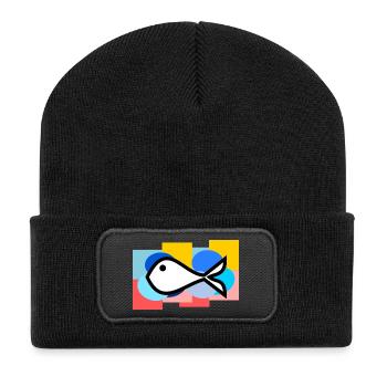 SARDINE. FISCH. APRILSCHERZ. OSTERN. MEER - Recycelte Patch Beanie - Schwarz - Vorne