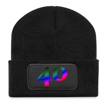 schönes oberteil, 40 buntes Farbenmuster - Recycelte Patch Beanie - Schwarz - Vorne