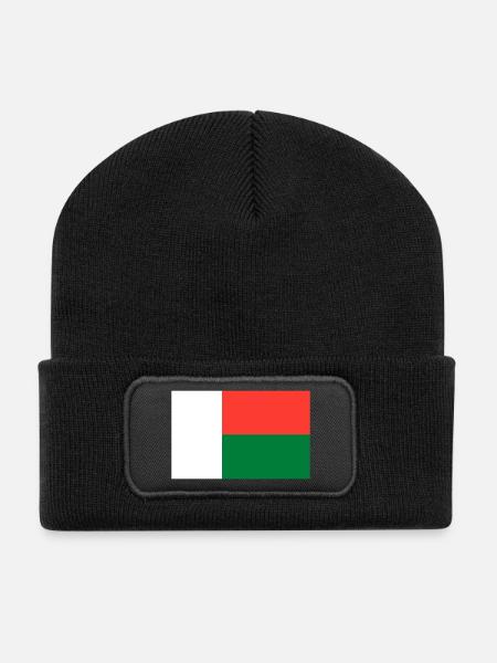 Drapeau de Madagascar - Beanie recyclé à patch - noir