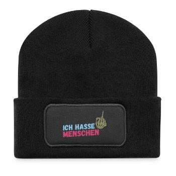 Ich Hasse Menschen - Recycelte Patch Beanie - Schwarz - Vorne