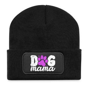 Dog Mom Paw Print in Pink - Recycled Patch Beanie - black - Front