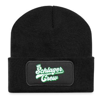 Schlager Crew | Farben änderbar - Recycelte Patch Beanie - Schwarz - Vorne