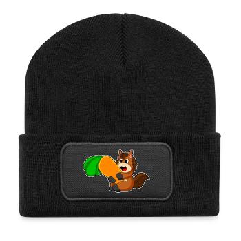 Pferd Karotte  - Recycelte Patch Beanie - Schwarz - Vorne