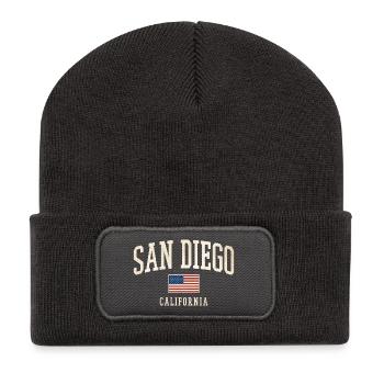 San Diego Vintage USA Flaggen Design - Recycelte Patch Beanie - Dunkelgrau - Vorne