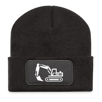 Excavator Contours: Silhouette of a Construction Equipment Operator - Recycled Patch Beanie - dark grey - Front