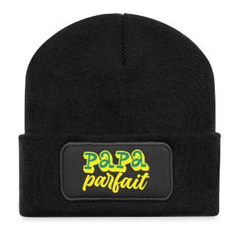 Papa Fête Des Pères Humour Vintage Geek Printemps - Beanie recyclé à patch - noir - Devant