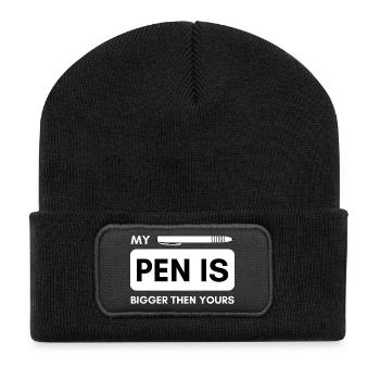 My Pen is bigger then yours! Penis funny saying - Recycled Patch Beanie - black - Front