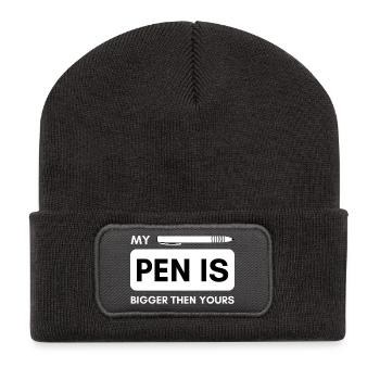 My Pen is bigger then yours! Penis funny saying - Recycled Patch Beanie - dark grey - Front