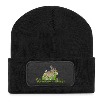 Frohe Ostern - Recycelte Patch Beanie - Schwarz - Vorne