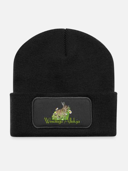 Frohe Ostern - Recycelte Patch Beanie - Schwarz