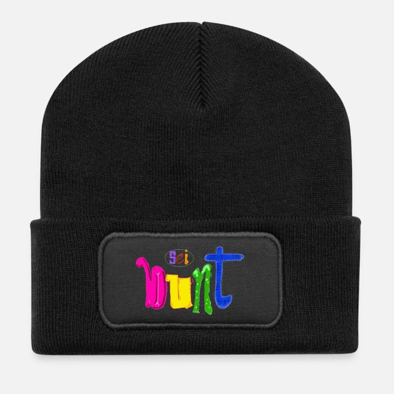 Bunt - Recycelte Patch Beanie - Schwarz