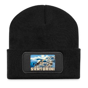 Santorini Greece Ocean Volcano Akrotiri - Recycled Patch Beanie - black - Front