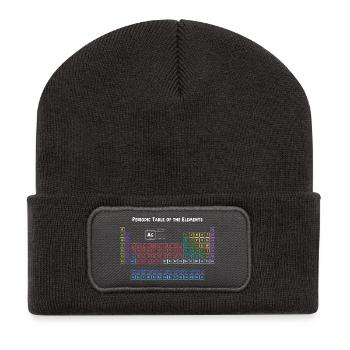 Tableau périodique des éléments - Beanie recyclé à patch - charbon - Devant