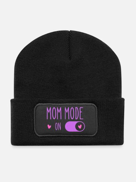 Aktiver Mom-Modus Lila - Recycelte Patch Beanie - Schwarz