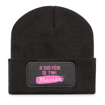 Rosa Herz Mama Pride T-Shirt - Recycelte Patch Beanie - Dunkelgrau - Vorne