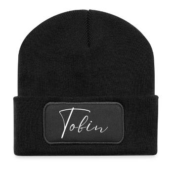 Tobin Name T-Shirt Gift for Men - Recycled Patch Beanie - black - Front