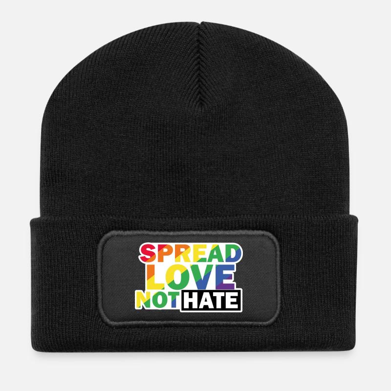 Love not Hate LGBTQ - Recycelte Patch Beanie - Schwarz
