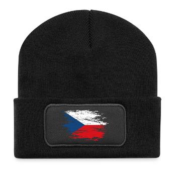 Tschechien Flagge used - Recycelte Patch Beanie - Schwarz - Vorne