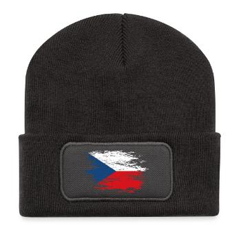 Drapeau de la République tchèque utilisé - Beanie recyclé à patch - charbon - Devant