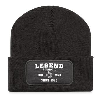 Geburtsjahr-Legende seit 1970 - Recycelte Patch Beanie - Dunkelgrau - Vorne