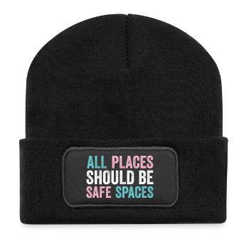 LGBTQ Pride Month - All Places Should Be Safe Spac - Recycled Patch Beanie - black - Front