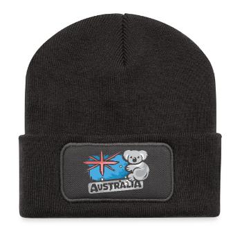Australien Koala Comic Bär Natur Tier Logo Cartoon - Recycelte Patch Beanie - Dunkelgrau - Vorne